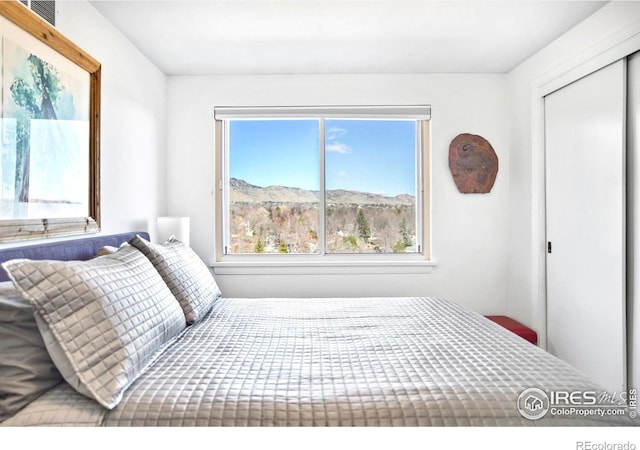 bedroom featuring visible vents and a closet