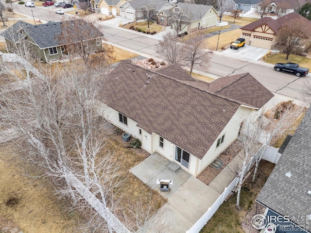 aerial view with a residential view