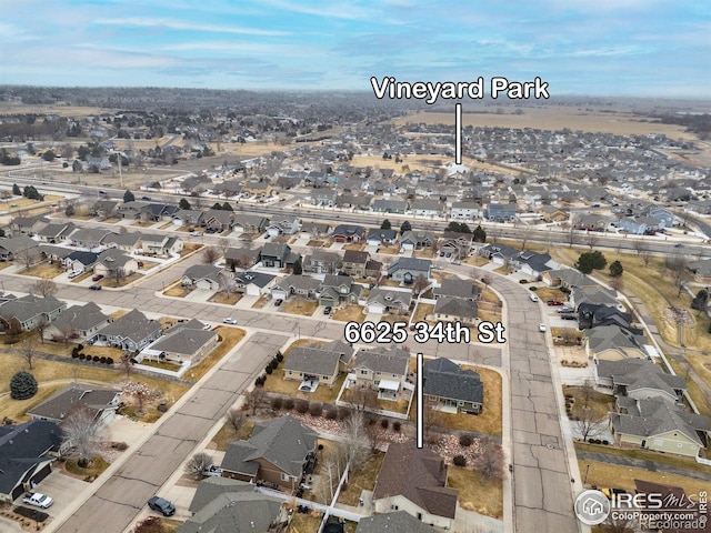 drone / aerial view featuring a residential view