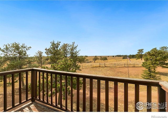 deck featuring a rural view