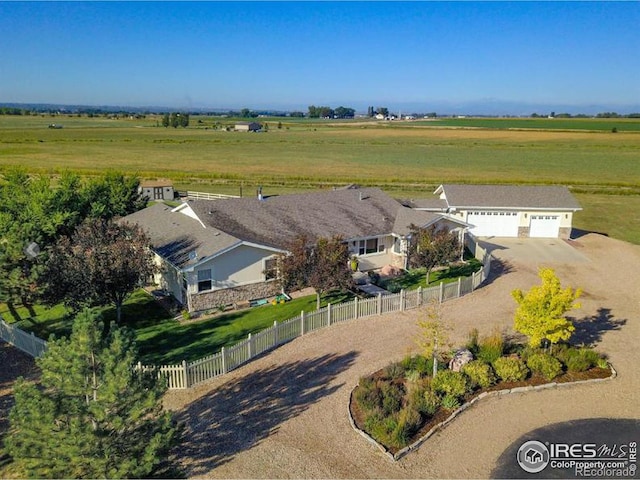 bird's eye view with a rural view
