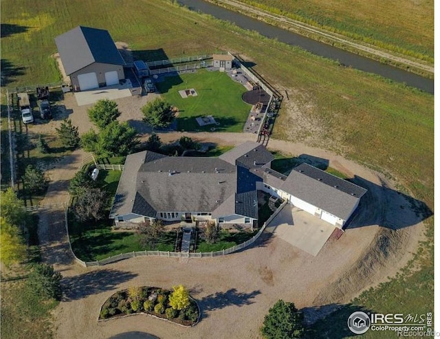drone / aerial view with a rural view