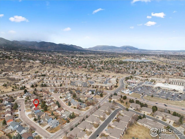 660 Fernglen Ct, Colorado Springs, CO 80906 - drone / aerial view featuring a mountain view and a residential view