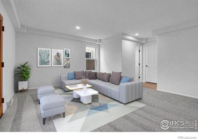 10895 W Half Moon Pass, Littleton, CO 80127 - living room with recessed lighting, carpet, and baseboards