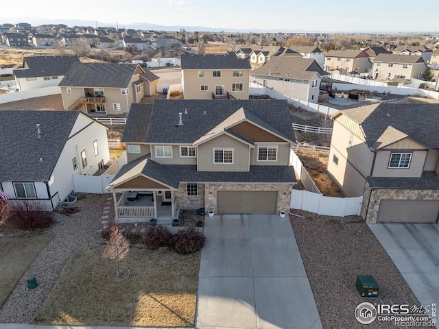 aerial view with a residential view