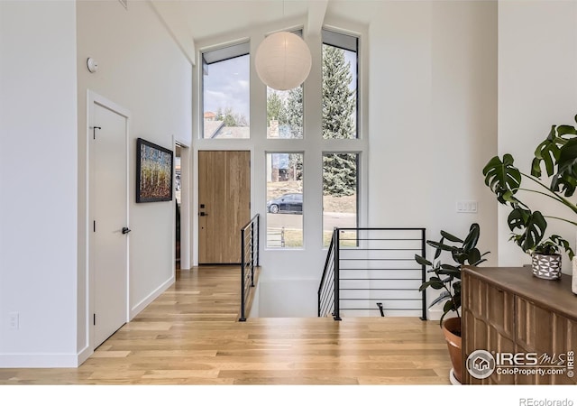 1580 Moss Rock Pl, Boulder, CO 80304 - foyer featuring a high ceiling, wood finished floors, and plenty of natural light