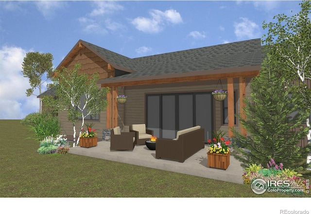 1680 Continental Peaks Cir, Estes Park, CO 80517 - view of patio / terrace with an outdoor hangout area