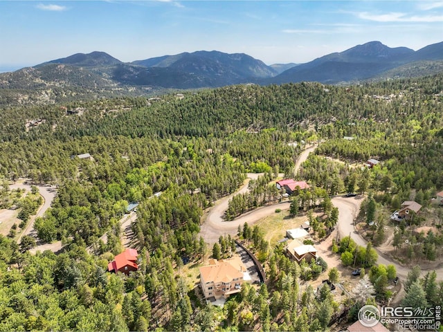 12023 Coal Creek Heights Dr, Golden, CO 80403 - bird's eye view featuring a mountain view and a view of trees