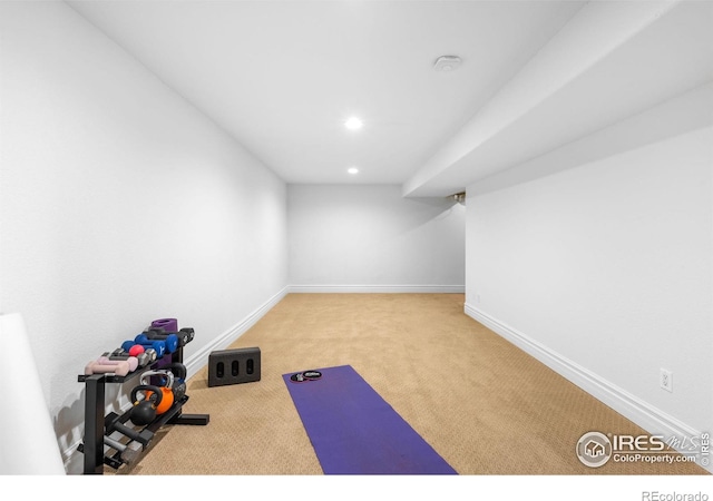 3380 Longwood Ave, Boulder, CO 80305 - workout area with recessed lighting, baseboards, and carpet floors