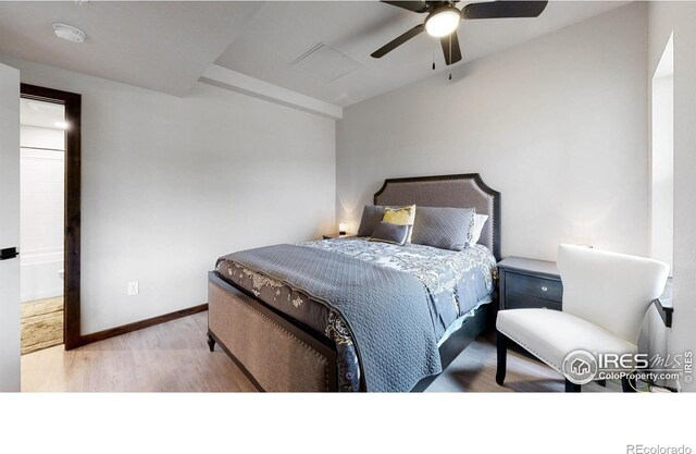 1734 Wildfire Rd Unit 204, Estes Park, CO 80517 - bedroom featuring wood finished floors, baseboards, and ceiling fan