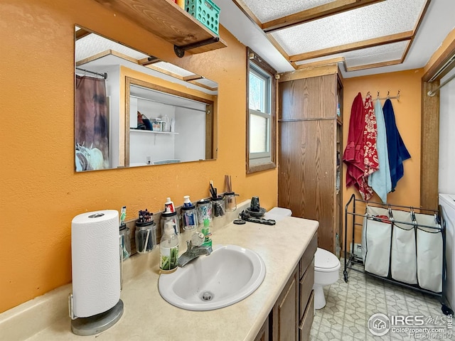 105 N Logan Ave, Haxtun, CO 80731 - full bath featuring vanity, a textured wall, and tile patterned floors