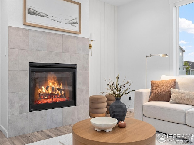 2412 Cottongrass Ave, Loveland, CO 80538 - living area featuring a wealth of natural light, a fireplace, and wood finished floors