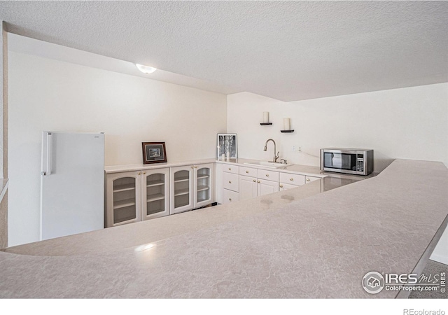 2409 Denby Ct, Fort Collins, CO 80526 - bar featuring stainless steel microwave, a sink, and a textured ceiling