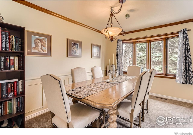 4057 Niblick Dr, Longmont, CO 80503 - carpeted dining area featuring crown molding