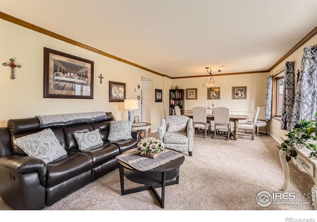 4057 Niblick Dr, Longmont, CO 80503 - living room featuring carpet floors, crown molding, and baseboards