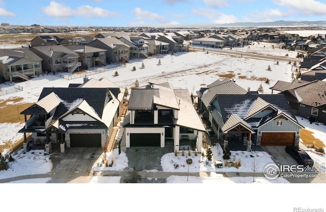 3364 Danzante Bay Ct, Berthoud, CO 80513 - snowy aerial view featuring a residential view