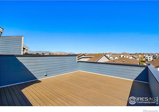 deck with a residential view