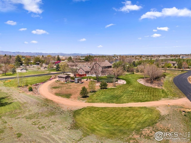 bird's eye view with a mountain view