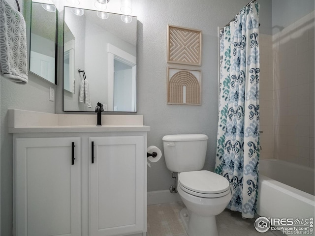 2946 Shoshone Trl, Lafayette, CO 80026 - full bath featuring toilet, tile patterned floors, shower / bathtub combination with curtain, and vanity
