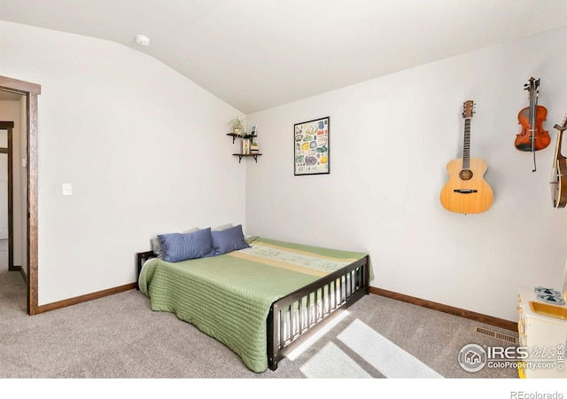 3362 Buffalo Grass Ln, Wellington, CO 80549 - bedroom with carpet, vaulted ceiling, and baseboards