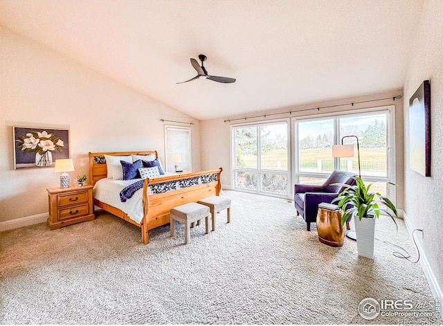 7155 Rustic Trl, Boulder, CO 80301 - bedroom featuring carpet flooring, vaulted ceiling, and a ceiling fan