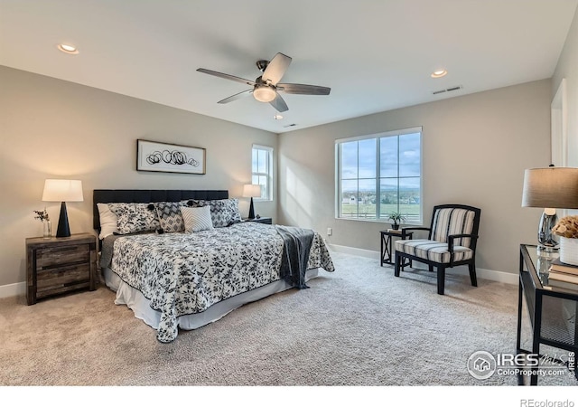 38 Morgan Cir S, Erie, CO 80516 - carpeted bedroom featuring baseboards, recessed lighting, and ceiling fan