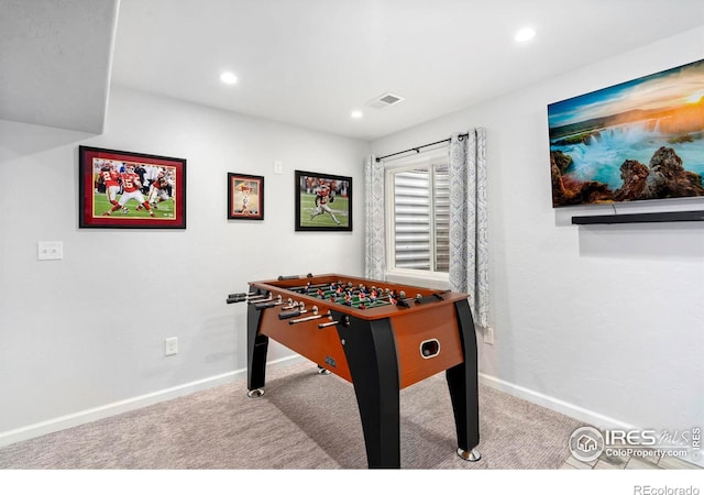 2747 Dafina Dr, Loveland, CO 80537 - game room with visible vents, carpet flooring, and baseboards