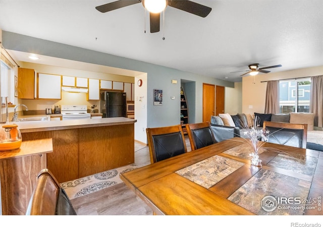3005 Ross Dr Unit U17, Fort Collins, CO 80526 - dining area with ceiling fan and light wood-style flooring