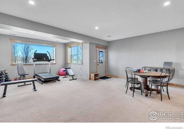 413 E Elm St, Lafayette, CO 80026 - carpeted dining space with baseboards, recessed lighting, and plenty of natural light