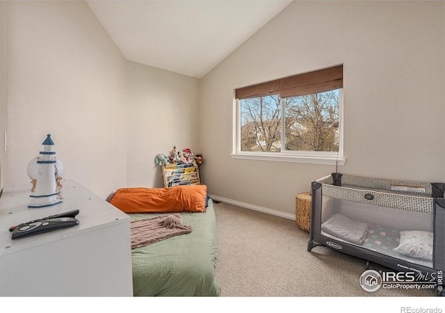 4808 Hopkins Pl, Boulder, CO 80301 - bedroom with carpet, vaulted ceiling, and baseboards