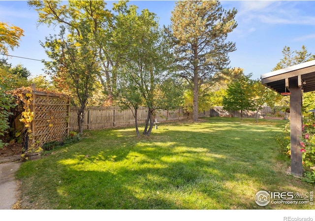 view of yard featuring a fenced backyard