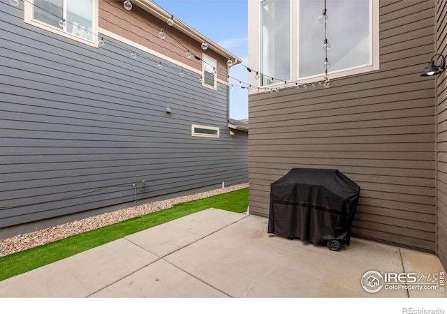 view of patio with area for grilling