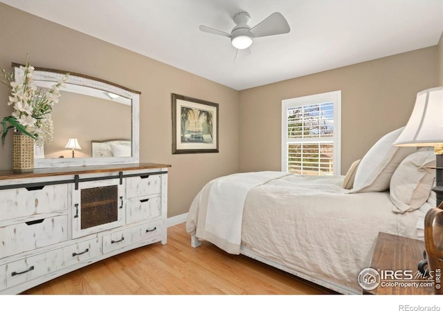 5125 Stetson Creek Ct Unit D, Fort Collins, CO 80528 - bedroom with light wood-style floors, baseboards, and ceiling fan