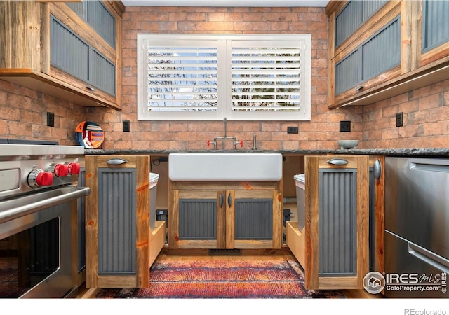 5125 Stetson Creek Ct Unit D, Fort Collins, CO 80528 - kitchen with stainless steel appliances, a sink, glass insert cabinets, and healthy amount of natural light