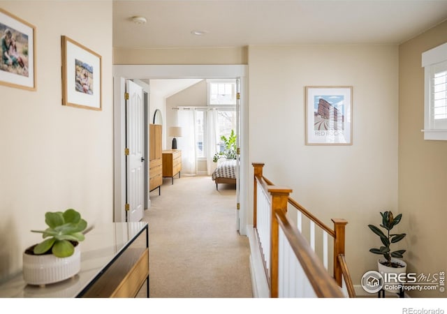 301 Indian Peaks Trl W, Lafayette, CO 80026 - hall with an upstairs landing and light carpet