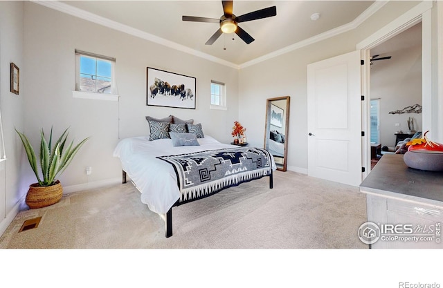 1563 Stoneseed St, Berthoud, CO 80513 - bedroom featuring visible vents, crown molding, and carpet floors
