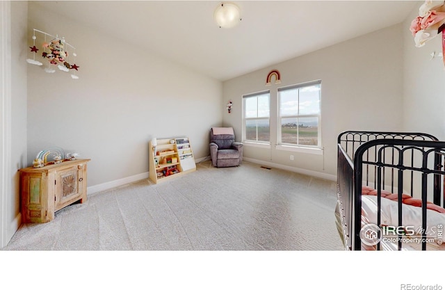 1563 Stoneseed St, Berthoud, CO 80513 - carpeted bedroom with baseboards, lofted ceiling, and visible vents