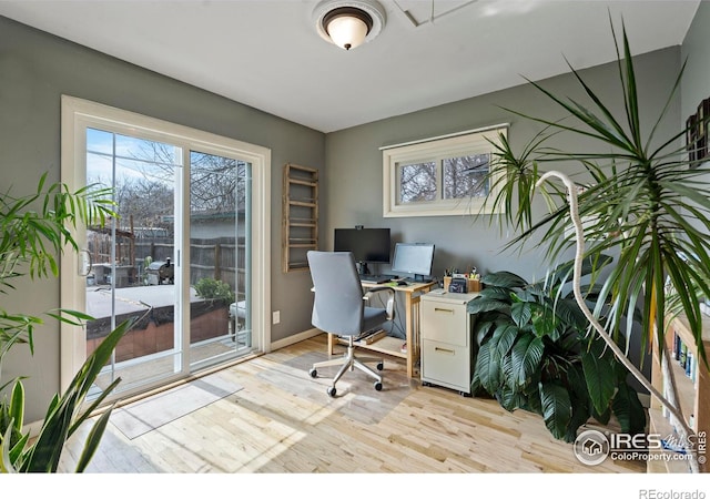 117 Welch Ave, Berthoud, CO 80513 - office area featuring light wood-style flooring and baseboards