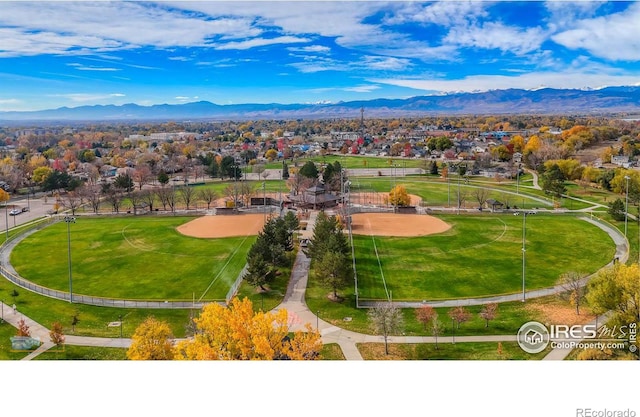 aerial view with a mountain view