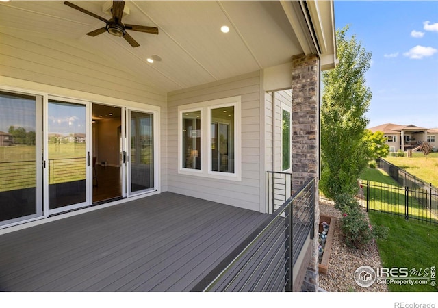 5977 Crooked Stick Dr, Windsor, CO 80550 - wooden deck featuring a ceiling fan