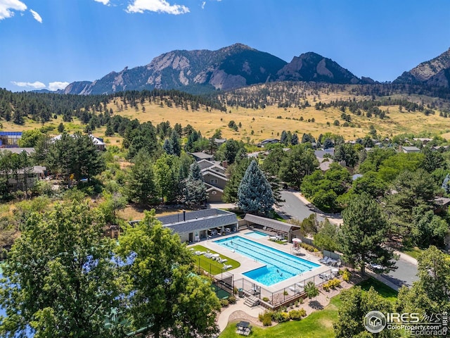 1117 Barberry Ct, Boulder, CO 80305 - drone / aerial view of a mountainous background and a pool