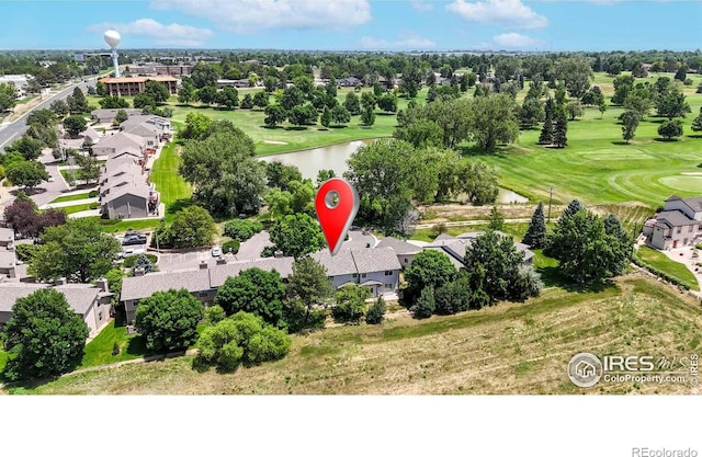 5750 W 20th St Unit 17-2, Greeley, CO 80634 - aerial view featuring a water view, a residential view, and golf course view