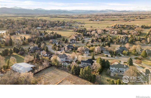 birds eye view of property featuring a residential view and a mountain view