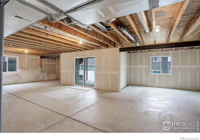basement featuring visible vents