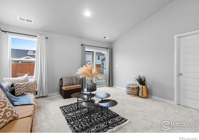 702 S Fulton Ave, Fort Lupton, CO 80621 - living area with carpet floors and vaulted ceiling