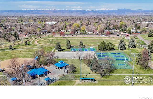 aerial view with a mountain view