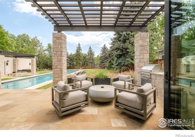 706 Juniper Ave, Boulder, CO 80304 - view of patio with area for grilling, an outdoor pool, and a pergola