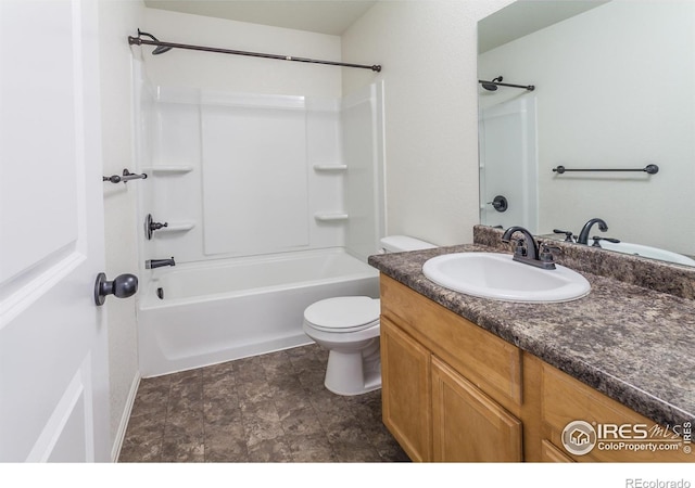 2113 Day Spring Dr, Windsor, CO 80550 - full bathroom with vanity, shower / bath combination, and toilet