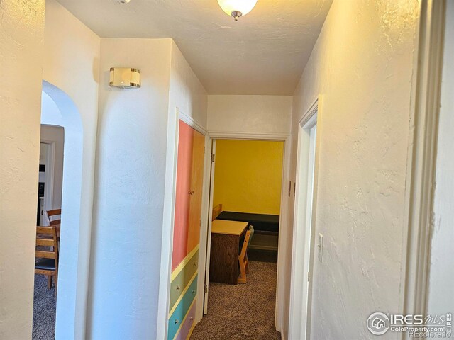 2211 10th Ave, Greeley, CO 80631 - hall with arched walkways, a textured wall, and carpet floors
