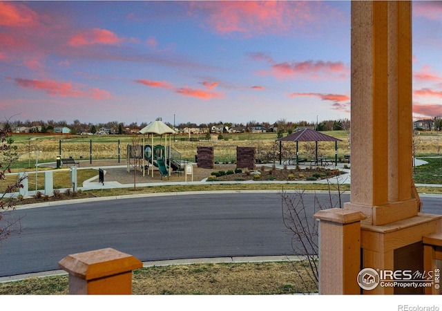 1365 Shale Dr, Erie, CO 80516 - pool at dusk featuring a gazebo